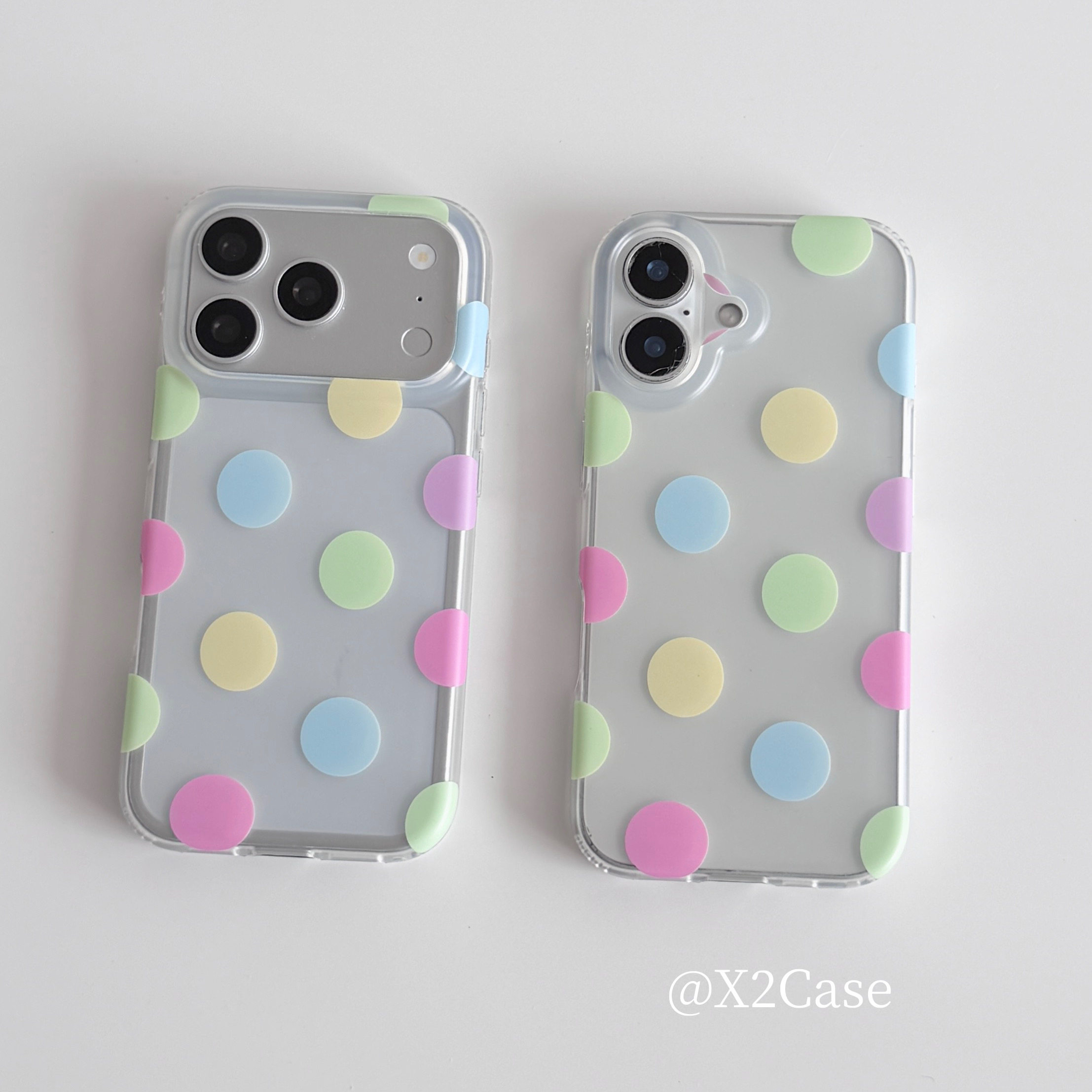 Phone Cases Xr Iphone - 한국 인스 컬러풀 폴카 도트 무광