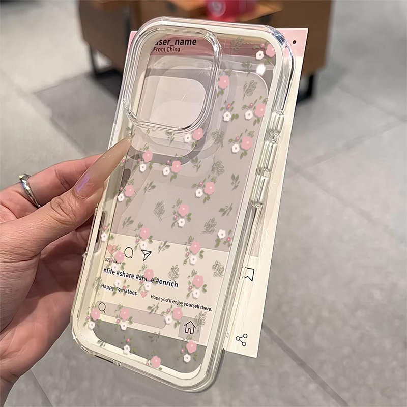 그린 리프 핑크 꽃 2in1 투명 소프트 TPU 폰 케 - Phone Cases Xr Iphone 리뷰 및 가격